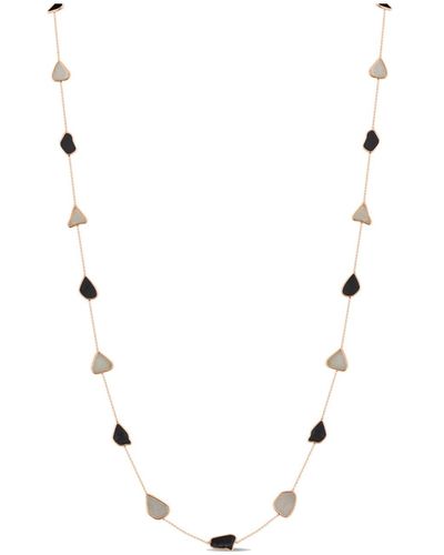 Trésor Organic Black And White Diamonds Slice Necklace In 18k Rose Gold - Metallic