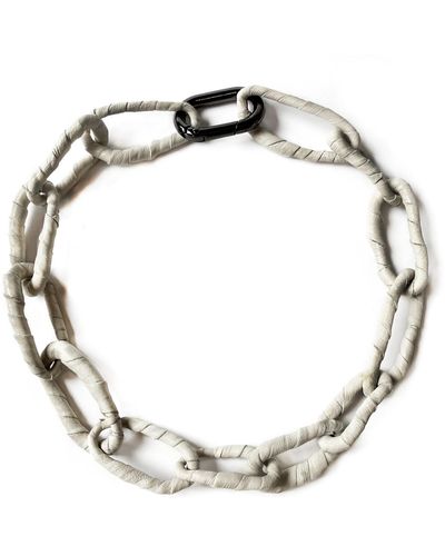 WAIWAI Link Leather Necklace Off - White