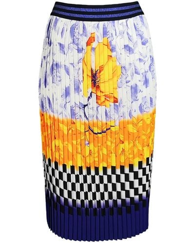 Lalipop Design Colorful Digital Pleated Midi Skirt - Blue