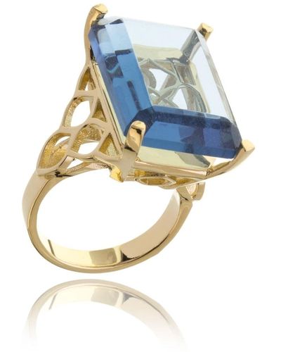 Georgina Jewelry Gold Blue Signature Rectangle Crystal Ring