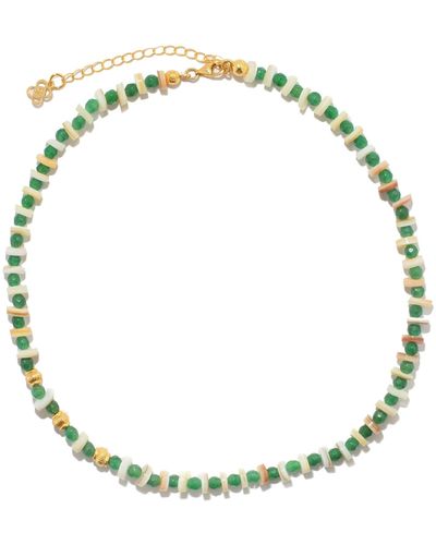 Ottoman Hands Lois Green Jade Beaded Necklace - Metallic