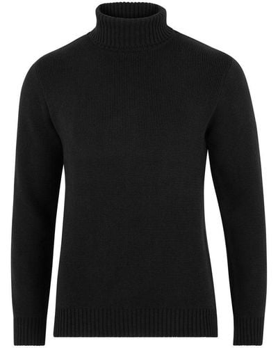 Paul James Knitwear S Midweight Pure Cotton Fitted Submariner Roll Neck Harrison Jumper - Black
