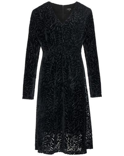 Smart and Joy Devore Velvet V-neck Dress - Black