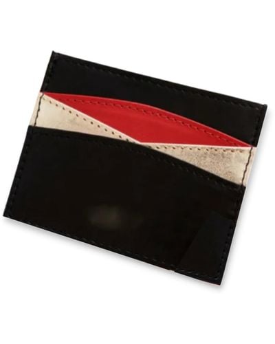 VIDA VIDA Leather Card Holder With Color Pop - Black