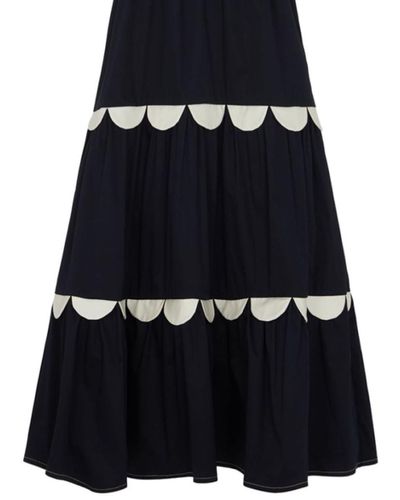 Mirla Beane Francesca Scallop Skirt Navy - Black