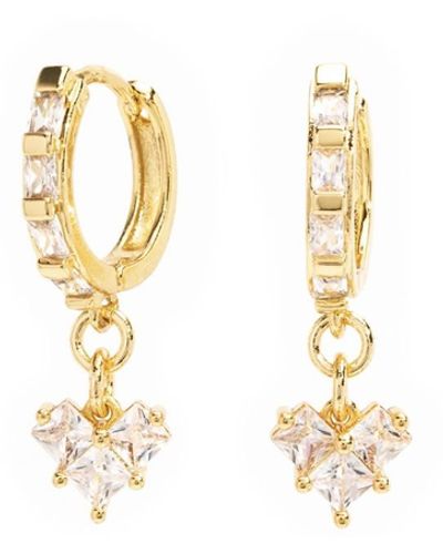 The Essential Jewels Heart-shaped Filled Drop huggie Earrings - Metallic