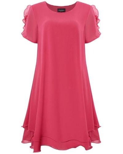 James Lakeland Short Sleeve Wave Hem Dress Fuchsia - Pink