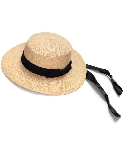 Justine Hats Neutrals Wide Brim Boater Hat - Black