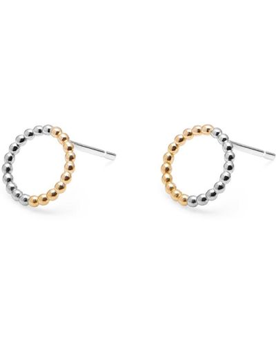 Myia_bonner Two Tone Mini Circle Sphere Stud Earrings 9k Yellow & Silver - Metallic