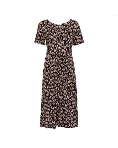 anou anou Cool Girls' Face Expression Buttoned Midi Dress - Brown