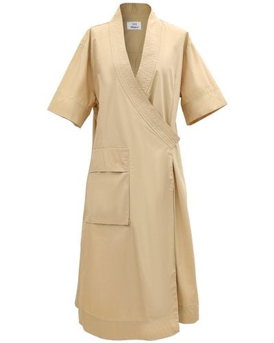 Smart and Joy Neutrals Cotton Kimono Wrap Dress - Natural