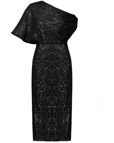 UNDRESS Margo Sequin Asymmetric Midi Cocktail Dress - Black