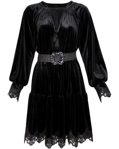 Lalipop Design Velvet Mini Dress - Black