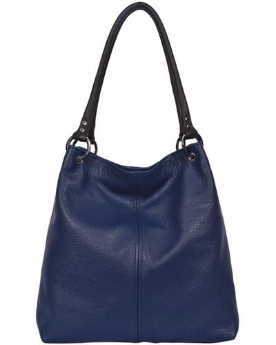 Owen Barry Leather Shoulder Bag Dudley - Blue