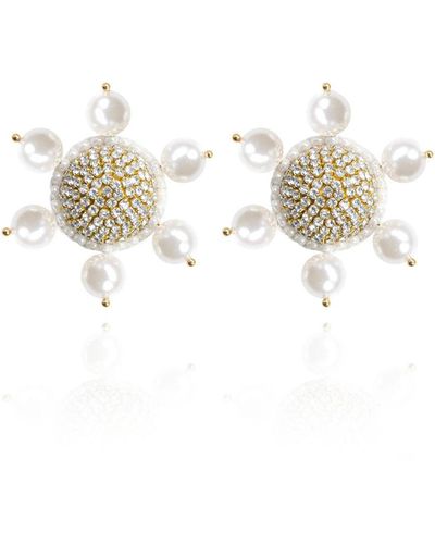 Saule Label Jolie Clip-on Earrings In White Pearl