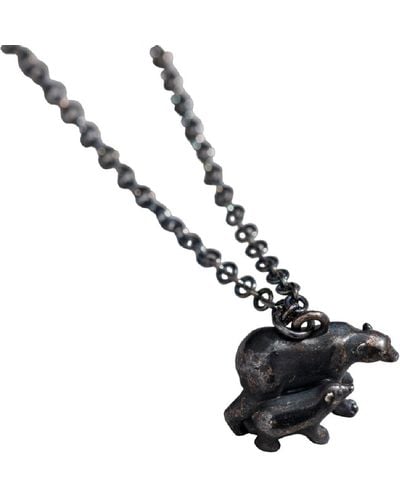 Posh Totty Designs Oxidised Sterling Papa Bear Pendant Necklace - Black