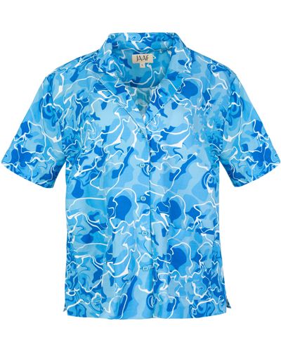 JAAF Short Sleeve Oversized Shirt In Pool Water Print - Blue