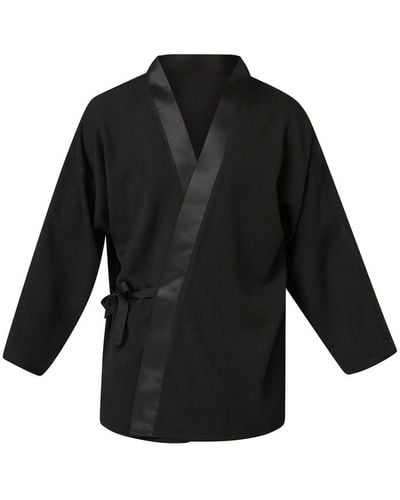 LIA ARAM Taffeta Detail Kimono - Black