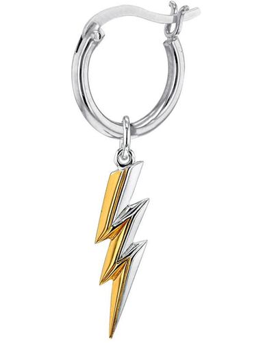 True Rocks 2tone Mini Lightning Bolt Charm Sterling & 18kt Gold Plate On Hoop - Metallic