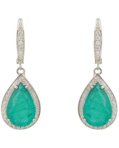 LÁTELITA London Giselle Drop Earrings Colombian Emerald Silver - Green
