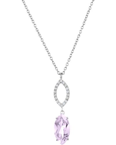 Augustine Jewels Purple Amethyst & Diamond Necklace - Metallic
