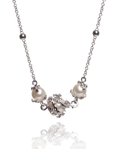 Kasun Ivory 3 Pearl Necklace - Metallic