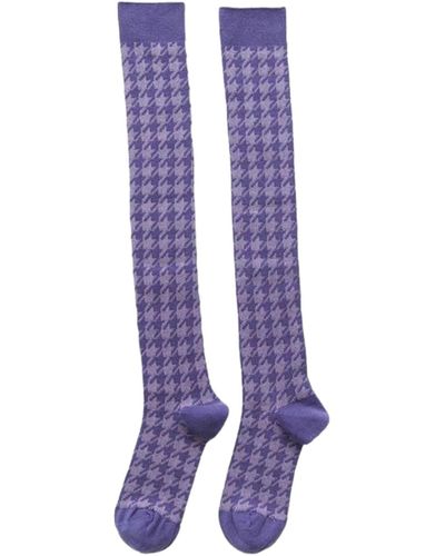 HIGH HEEL JUNGLE by KATHRYN EISMAN Houndstooth Knee High Socks Lilac - Purple