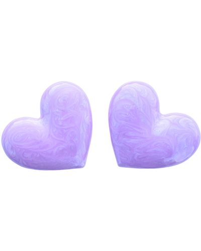 The Pink Reef Oversized Puff Heart Stud In Mauve Pearl - Purple