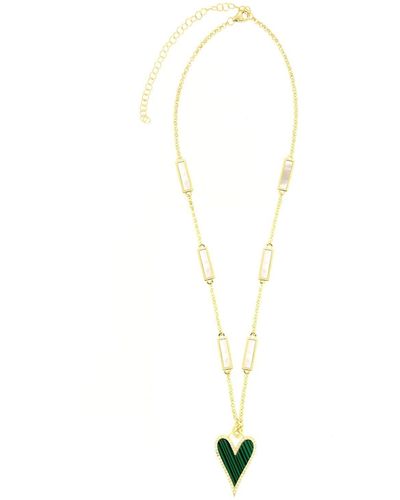 Cosanuova Malachite Heart Necklace On Mother Of Pearl Chain - Metallic
