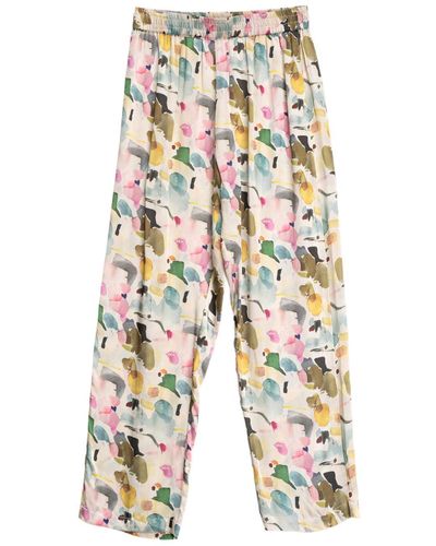 Niza Straight Trousers With Personalized Print - Multicolour