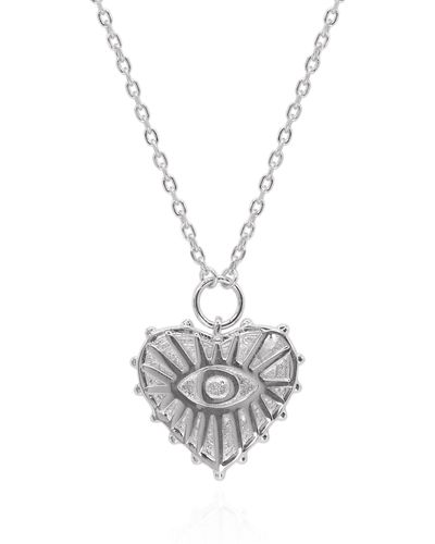 Luna Charles Ines Heart Eye Pendant Necklace - Metallic