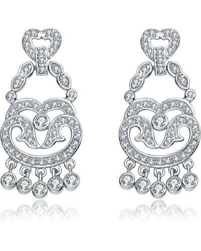 Genevive Jewelry Sterling Silver Clear Cubic Zirconia Accent Chandelier Earrings - Metallic