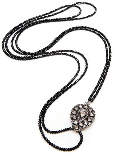 Kaizarin Romantic Victorian Inspired Diamond & Spinel Necklace - Black