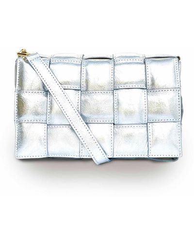 Apatchy London Padded Woven Leather Crossbody Bag - White