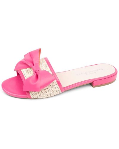 Patricia Green St. Tropez Raffia Slide Sandal Hot Pink