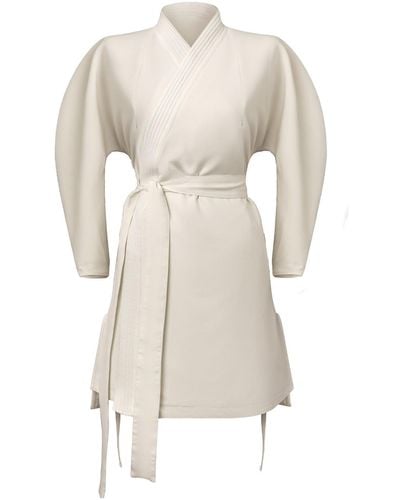 Lily Phellera Gia Kimono Wrap Mini Dress - Natural