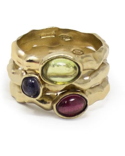 Vintouch Italy Cosmo Set Of Three Multicolor Rings