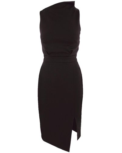 AVENUE No.29 Bodycon Midi Dress With Leg Slit - Black