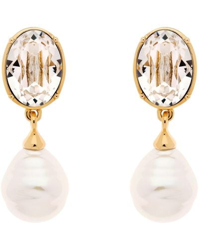 Emma Holland Jewellery Crystal & Baroque Pearl Statement Clip Earrings - Metallic