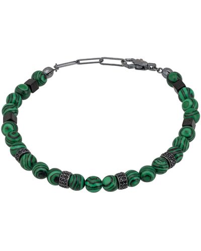 LÁTELITA London Beaded Bracelet Malachite Silver Oxidised - Green