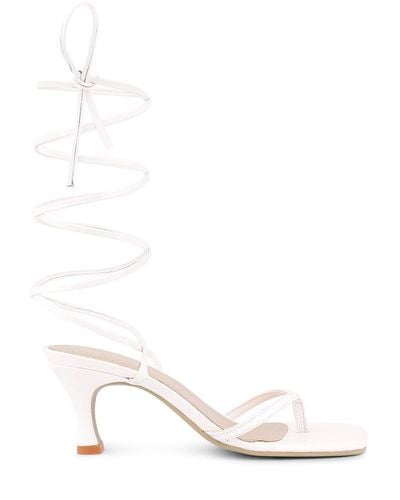 Rag & Co Dorita Kitten Heel Lace Up Sandal - White