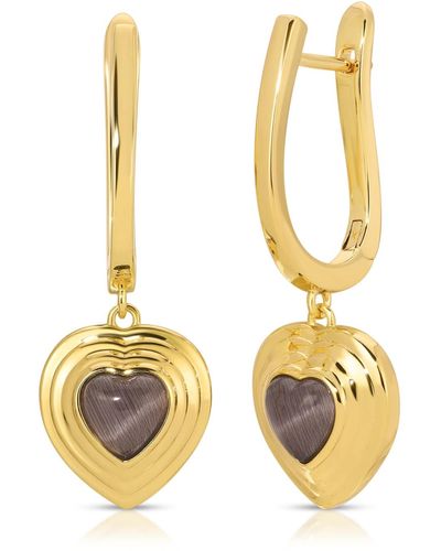 Glamrocks Jewelry Heart Of Stone Hoop Earrings - Metallic