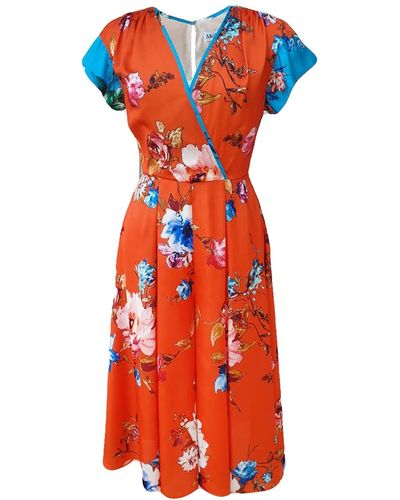 Mellaris Beverly Orange Jumpsuit In Floral Print