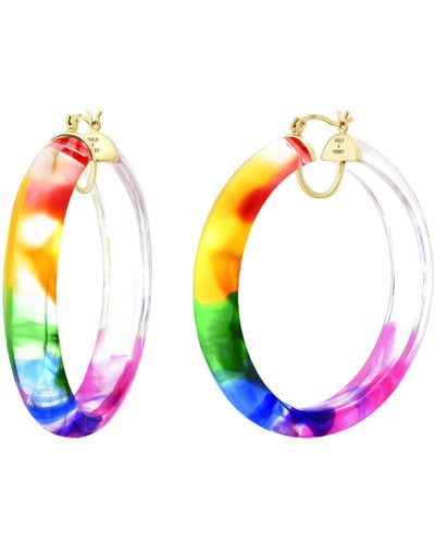 Gold & Honey Rainbow Tie Dye Hoop Earrings - Blue