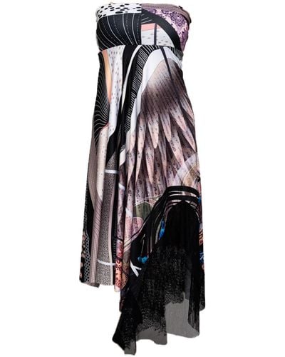 ARTISTA Gaia Printed Asymmetric Midi Dress - Black