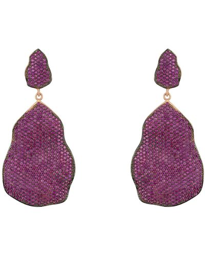 LÁTELITA London St Tropez Drop Earrings Rosegold Ruby Cz - Purple