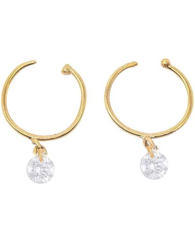 Lily Flo Jewellery Naked Diamond Hoop Earrings - Metallic