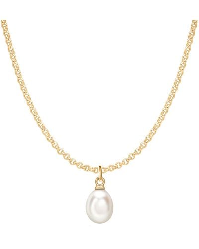 Dower & Hall S Oval Pearl And Vermeil Necklace - Metallic