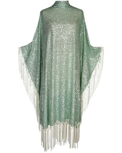 Jennafer Grace Serenade Sequin Mock Neck Caftan Kaftan Dress With Slip - Green
