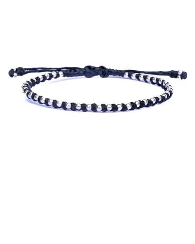 Harbour UK Bracelets Delicate Handmade Friendship Bracelet With Tiny Silver Beads - Blue